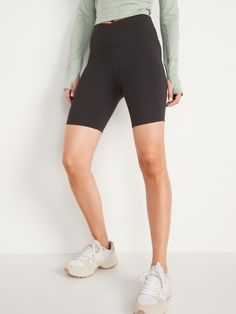 Extra High-Waisted PowerChill Crossover Hidden-Pocket Biker Shorts for Women -- 8-inch inseam | Old Navy Casual Compressive Biker Shorts With Short Inseam, Solid Biker Shorts With Pockets, Mid-thigh Length, Casual Biker Shorts With Contoured Waistband, Versatile Solid Mid-thigh Biker Shorts, Versatile Solid Color Mid-thigh Biker Shorts, Versatile Solid Color Biker Shorts, Above Knee Solid Color Moisture-wicking Shorts, Moisture-wicking Solid Color Above-knee Shorts, Moisture-wicking Solid Color Above Knee Shorts