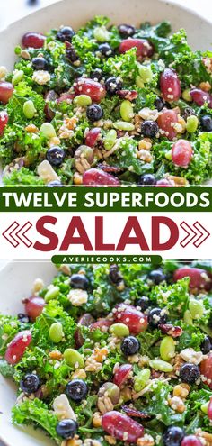 this salad is loaded with grapes, broccoli, and other ingredients to make it superfoody