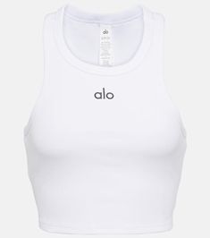 Find ALO Aspire Cropped Cotton-blend Tank Top on Editorialist. Material: 95% cotton, 5% elastane. Care instructions: machine wash at 30 degrees. Made in Vietnam. Sports Top, Alo Yoga, White Tank Top, White Tank, Color Names, Active Wear For Women, Vietnam, White Black, Color Design