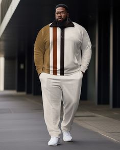 The plus size men's business polo zipper shirt and trousers two-piece set is a men's clothing series suitable for business occasions. The collection features plus-size designs to provide a tailored fit for men with plus-size bodies.The Polo zipper shirt is a staple of the collection. Its unique design combines the traditional Polo collar with a zipper slit, combining classic with fashion. This design can not only show the temperament of a gentleman, but also add personalized features to the clothing. The shirt is made of high-quality fabric, comfortable and breathable, and can show sophistication and elegance in business situations.Trousers are another key item in the series. They are designed with a slim straight fit, showing the smart image of a male gentleman. The trousers are made of h Big And Tall Fashion For Men Formal, Plus Size Male Outfits, Big And Tall Mens Fashion, Big Men Outfits, Business Casual Black Men, Big Men Fashion Plus Size, Mens Fashion Big And Tall, Plus Size Mens Outfits, Big Tall Men Fashion