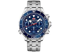 Stainless steel case, Stainless steel bracelet, Blue dial, Quartz movement, Scratch resistant mineral, Water resistant 10 ATM - 100 meters - 330 feet //  SP0152 Silver Chronograph Watch For Outdoor, Blue Dial Watch, Mineral Water, Bracelet Blue, Blue Band, Stainless Steel Watch, Minerals Crystals, Steel Bracelet, Men's Watch