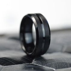 Classic Men Black Stainless Steel 8mm Polished Matte Brushed Finish Center Wedding Band Ring Wedding Rings Guys, Boy Wedding Rings, Ring Ideas For Men, Black Rings Men, Men Engagement Ring For Him, Black Wedding Rings For Men, Black Ring For Men, Male Wedding Rings, Engagement Rings Men