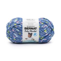 bernat baby blanket yarn in blue and pink