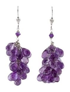 Rhodium-Plated 14K White GoldFeaturing Faceted Briolette & Pear Shaped Amethyst Bead Tassel Drop Earrings, Amethyst Beads, Designer Gifts, Vintage Holiday Dress, Vintage Brooches, Gifts For Teens, Handbags On Sale, Vintage Tags, Sneakers For Sale