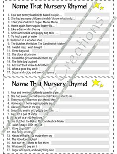 a printable name that nursery rhyme