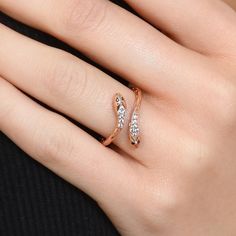 Minimalist Snake Ring As A Gift, Minimalist Snake Ring For Anniversary, Elegant Open Snake Ring For Gift, Snake Promise Ring, Open Design, Adjustable Fine Jewelry Snake Ring For Anniversary, Elegant Open Snake Ring As Promise Ring, Rose Gold Open Bypass Ring As Gift, Elegant Adjustable Snake Ring As Gift, Adjustable Elegant Snake Ring As Gift