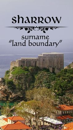 an old castle on top of a hill next to the ocean with text overlaying it