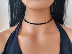 Minimal and elegant beaded choker made with black seed beads and tiny antique silver beads.  The choker is made with brass wire so there is no way to broken over time. The clasp is also handmade and made with hammered German silver wire. You can wear it from day to night with all outfits. Is ideally perfect with other necklaces. For sizing measure your neck around the part where you want the choker to be and choose it from the menu. If you want different lenght just tell me. * This choker is made to order handcrafted and shipped by me, so may take 3 - 5 working days before shipping ** I ship all orders worldwide with Registered mail and Track number with Hellenic post   All my jewels come to lovely gift package with Jewel's card ready for gift or gift for yourself  Buy as many jewels as yo Choker Men, Silver Beaded Necklace, Choker Silver, Unique Handmade Earrings, Dainty Choker, Boho Choker, Silver Bead Necklace, Unisex Necklace, Black Choker