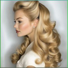 Vintage hairstyles like pin-up styles remain a popular choice, reflecting their enduring appeal since their rise in the 1940s and 1950s. This look actually Retro Hairstyles Wedding, 1920s Bridesmaid Hair, 40s Blonde Hair, Vintage Bride Look, 1940s Hairstyles With Hats, Long Hairstyles Fancy, Simple Pinup Hairstyles, 50s Headband Hairstyles, Wedding Hairstyles Retro