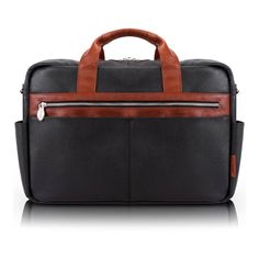 a black and brown briefcase on a white background