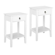 two white nightstands side by side on a white background