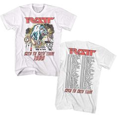 Get your product: RATT City to City USA Tour 1989 Men's T Shirt Heavy Metal Concert Tour Rock Band
1. PRODUCT INFORMATION:

Proudly printed in America
5.3 oz, unisex fit
Heavy cotton, classic midweight fabric
Material: 100% cotton | Dark Gray: 50% cotton:50% polyester | Light Gray: 90% cotton:10% polyester
Double-needle stitched neckline, bottom hem, and sleeves
Quarter-turned to eliminate center crease
7/8 inch collar
Tear-away label
Machine-wash safe
Copyrighted artwork
2. SIZE CHART:
3. RETUR Rock Concert, Heavy Metal Bands, Rock T Shirts, Concert Tees, Concert Tshirts, Tour Dates, Band Shirts, White Tshirt, White T