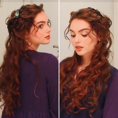 Fantasy Hairstyles Curly Hair, Rose Hair Titanic, Rose From Titanic Hair, 1800s Curls, Rose Hairstyle Titanic, Rose Titanic Hairstyle, Rose Titanic Hair Tutorial, Rose Titanic Hair Color, Red Curly Hair Wedding Hairstyles