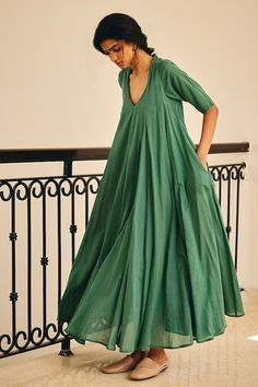 Sap green maxi dress crafted from soft mul cotton. - Aza Fashions Sap Green, Jayanti Reddy, Green Maxi Dress, Maxi Dress For Women, Tarun Tahiliani, Luxury Sale, Green Maxi, Dress Crafts, Necklines For Dresses