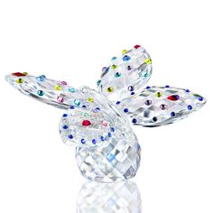 PRICES MAY VARY. Crystal butterfly figurine total height is 7.5cm (3in), width is 11.2cm (4.4in), base width is 4.5cm (1.7in). Weight: 425g. Please check the size picture about the item, this crystal figurines collectibles is a little bigger than the market. Material: high quality K9 crystal, the glass butterfly figurine wings are set with colorful rhinestones. Increase shinning and beautiful. Put it near the window refract sunlight, and office table, bedroom bedside table, dining table, bookshe Rhinestone Ornaments, Butterflies Flying, Crystal Butterfly, Glass Butterfly, Crystal Figurines, Large Crystal, Animal Statues, Glass Figurines, Glass Animals