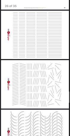 three different lines that have been drawn on each side of the same page, with one line