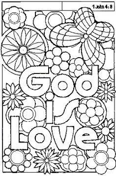 a coloring page with the words god loves you and flowers on it in black and white