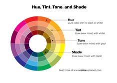 the color wheel for hue, tint, tone and shade