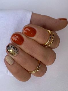 Spring Gel Nails, Burnt Orange Nails, Sassy Nails, Cute Gel Nails, Shellac Nails, Nails 2024, Nails Gel, Oval Nails, Orange Nails