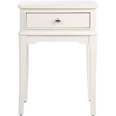 a white nightstand table with two drawers and one drawer on the bottom, against a white background