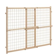 the gate is made from wood and has four panels that are attached to each other