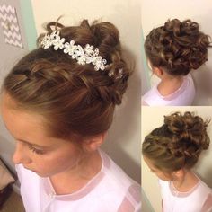 Resultado de imagen de recogidos de niñas Flower Girl Hair Styles, Flower Girl Updo, Girls Updo Hairstyles, Wedding Hairstyles For Girls, First Communion Hairstyles, Girls Updo, Sanggul Modern