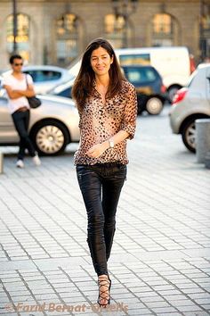 Barbara Martelo Style Icon, Polka Dot Top, Casual Chic, Style Icons, Celebrity Style, Leather Jacket