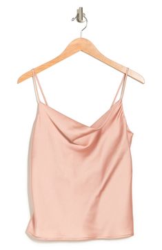 Constructed from smooth satin, a cowl-neck camisole lends elegant versatility to your date-night looks. 26" length (size S) Cowl neck Spaghetti straps Woven 97% polyester, 3% spandex Machine wash cold, line dry Made in the USA of imported materials Model stats: 5'10", 32" bust, 25" waist, 36" hip. Model is wearing size S. Solid Tank Tops, Night Looks, Cowl Neck, Nordstrom Rack, Date Night, Spaghetti Strap, Camisole Top, Spaghetti, Blush