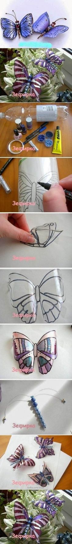 the process of making butterfly glasses is shown