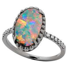 an opal and diamond ring