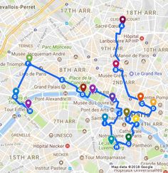 a map that shows the route to paris and where you can go on this trip