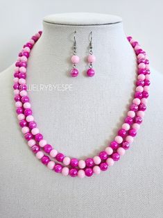 Cheap Pink Multi-strand Beaded Necklaces, Magenta Pink, Pink Necklace, Statement Necklaces, Resin Beads, Earrings Statement, Necklaces For Women, Pink Wedding, Multi Strand