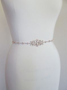 Swarovski crystal skinny bridal belt sash by SabinaKWdesign Silver Fitted Sash For Party, Fitted Silver Sash For Party, Fitted Rhinestone Belts For Party, Elegant Bedazzled Bridal Belt For Wedding, Elegant Bedazzled Wedding Sash, Fitted Silver Crystal Bridal Belt, Silver Fitted Bridal Belt For Formal Occasions, Fitted Rhinestone Sashes For Party, Party Fitted Sashes With Rhinestones