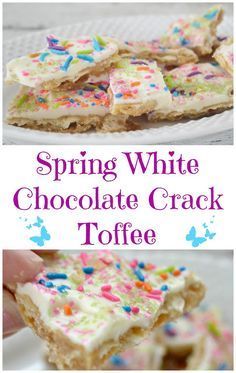 Spring White Chocolate Crack Toffee, christmas crack, toffee crack recipe, toffee crack, cracker crack recipe, saltine crack toffee, saltine toffee, cracker desserts, white chocolate crack Toffee Christmas, Toffee Dessert, Cracked Cookies, Cracker Dessert, Fluffy Bunnies, Easy Candy