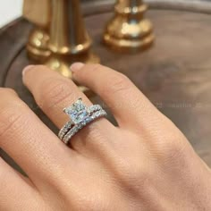 #moissanitebridalsetring #princesscut #engagementring #moissanitejewelry #whitegold Princess Cut Engagement Ring Set, خواتم خطوبة, Princess Cut Ring, Moissanite Wedding Ring Set, Wedding Rings Princess Cut, Princess Cut Engagement, Princess Cut Moissanite, Engagement Rings Princess, Moissanite Bridal Sets