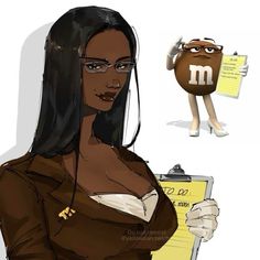 an animated woman with glasses holding a clipboard