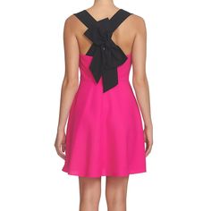 An Adorable Oversized Bow Playfully Dresses Up The Back Of This Swingy Cocktail Frock That Pops In Hot Pink. Color: Hot Magenta 100% Polyester Bow Back Side Zip Closure Jewel Neck Sleeveless Lined 36" Length Bust :33 Waist: 25 Hip: 35.5 Pink Dress With Bow For Date Night, Chic Pink Dress With Bow, Pink Daywear Dresses With Bow, Pink Bow Dress For Brunch, Pink Dress With Bow For Brunch, Pink A-line Mini Dress With Bow, Bow Back Dress, Hot Pink Color, Bow Back