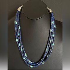 Sterling Silver Multi Strand Lapis Turquoise Pearls Bead Necklace. 24 Inch Best Offers Accepted! Multi Strand, Bead Necklace, Pearl Beads, Womens Jewelry Necklace, Beaded Necklace, Jewelry Necklaces, Womens Sizes, Necklaces, Women Jewelry