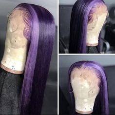 Lace Front Wigs Highlight Wigs, Dark Purple Hair, Lace Fronts, Purple Wig, Sew Ins, Frontal Hairstyles, Ombré Hair, Human Virgin Hair, Ombre Hair Color