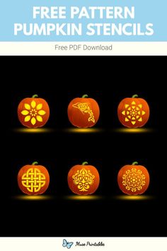 pumpkin stencils with the text free pattern for pumpkins and flowers on them