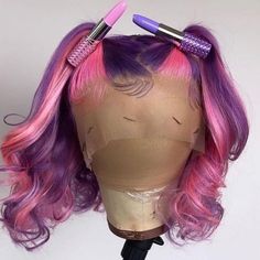 NHA Pink Iris Color Highlight Body Wave Lace Front Wig Pink Iris, Inspired Hairstyles, Body Wave Lace Front Wig, Wave Lace Front Wig, Fake Hair, Pretty Hair Color, Dope Hairstyles, Front Lace Wigs Human Hair, Colored Highlights