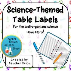 science themed table labels for the well - organized science laboratory