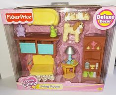 a toy doll house with furniture and accessories