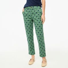 Printed high-rise girlfriend chino pant Pant For Women, Belted Sweater, Spring Fun, Blue Dot, Khaki Chinos, Chinos Pants, Style Me, J Crew, Straight Leg