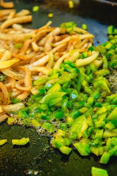 the food is being prepared and ready to be eaten on the grill or in the pan