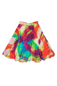 Current Boutique-Naeem Khan - Neon Paint Stroke Silk Midi Skirt Sz 6 Vibrant Summer Skirt, Vibrant Print Skirt For Summer, Vibrant Print Summer Skirt, White Silk Skirt For Spring, Multicolor Fitted Midi Skirt, Summer Flowy Skirt With Abstract Print, Spring Multicolor Voluminous Skirt, Colorful Vibrant Summer Skirt, Vibrant Colorful Summer Skirt