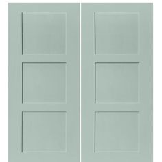 3-Panel Shaker Style MDF Double Barn Doors Farmhouse Craftsman, Paint Door, Rustic Mediterranean, Solid Door, Interior Sliding Barn Doors, Double Barn Doors, Solid Doors, Solid Core, Iron Doors