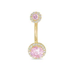 10K Solid Gold Pink and White CZ Frame Belly Button Ring - 14G 3/8" | Banter Cute Belly Rings, Belly Button Jewelry, Body Jewelry Piercing, Belly Button Ring, Jewelry Accessories Ideas, Belly Button Piercing