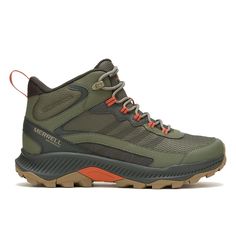 the men's hiker mid waterproof boot is shown in grey and orange