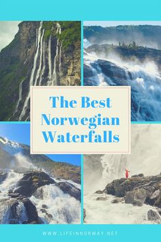 the best norwegian waterfalls with text overlay that reads,'the best norwegian waterfalls '